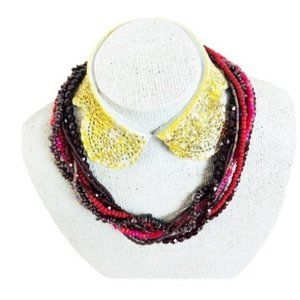 Shaune Bazner Multi-Strand Pinks/Reds Glass Bead 16" Toggle Necklace